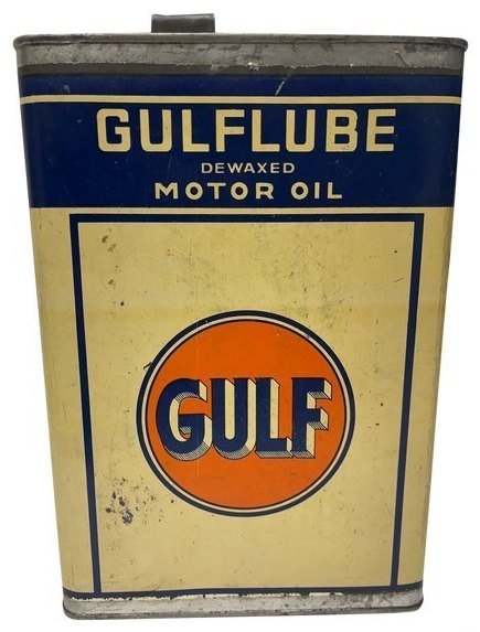 Bidon Gulflube Dewaxed Motor Oil — Gulf vintage années 50-70