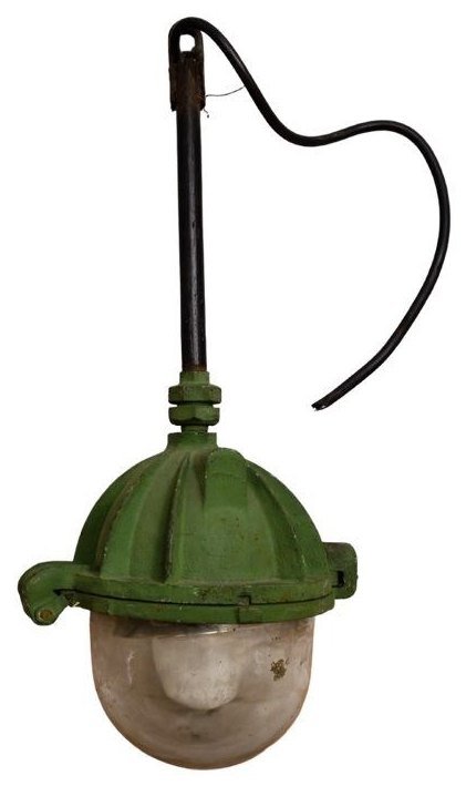 Lampe industrielle ancienne en fonte — Luminaire d'atelier, verre épais, vers 1930