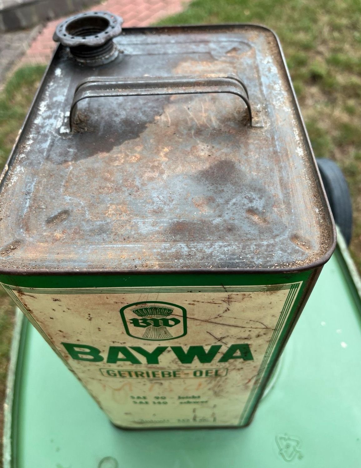 Bidon publicitaire Baywa Getriebe — huile engrenages