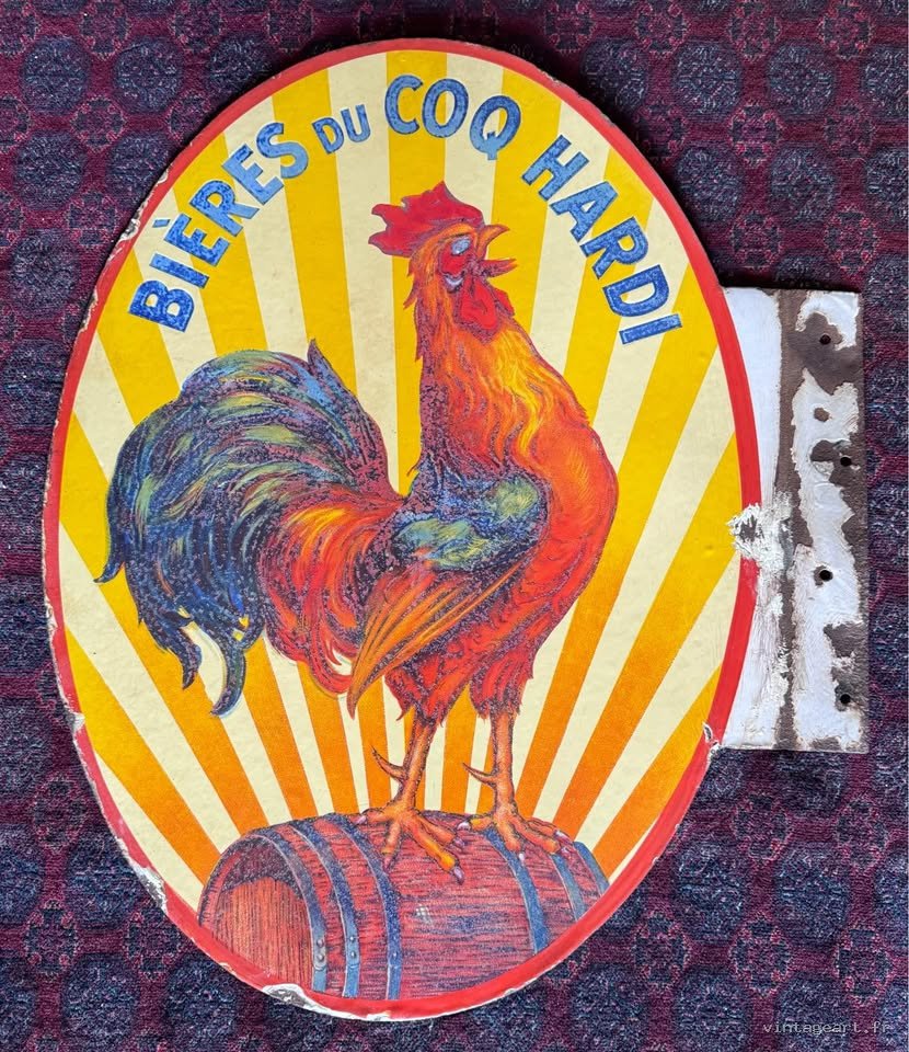 Plaque émaillée ancienne – Le Coq Hardi